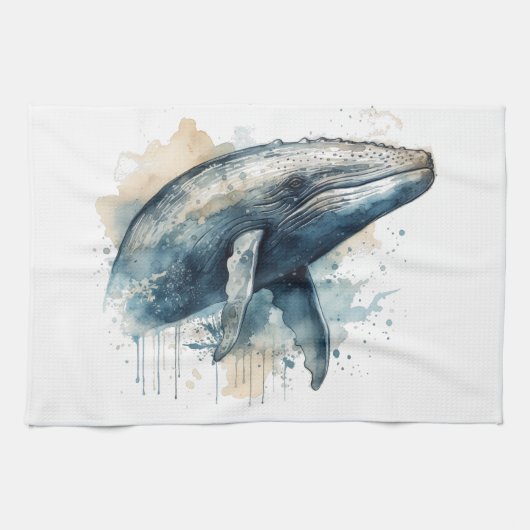 Watercolor Whale Wonder Geschirrtuch (Horizontal)