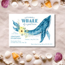 Watercolor Whale Yellow Floral Geburtstagsparty