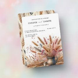 Watercolor Wheat Elegante Rustikale Hochzeit im He Einladung