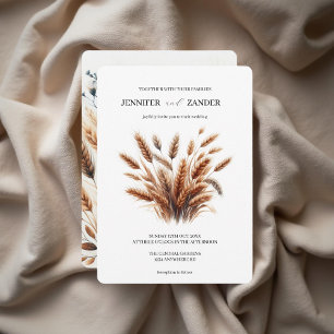 Watercolor Wheat Elegante Rustikale Hochzeit im He Einladung