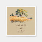 Watercolor Wheat Field Trees Wedding Napkins Serviette (Vorderseite)