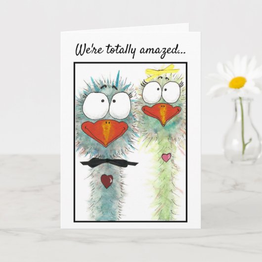 Watercolor Whimsical Birds Birthday Card Karte (Kleine Pflanze)