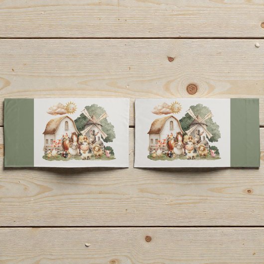 Watercolor Whimsical Farm Animals Kissenbezug