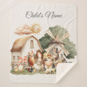 Watercolor Whimsical Farm Animals Sherpadecke (Vorderseite)