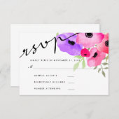 Watercolor Whimsical Floral Wedding RSVP Skript (Vorne/Hinten)