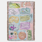 Watercolor Whimsical Flowery Doodle Throw Blanket Decke (Vorderseite Vertikal)