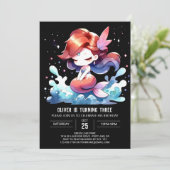 Watercolor Whimsical Mermaid Birthday Einladung (Stehend Vorderseite)