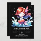 Watercolor Whimsical Mermaid Birthday Einladung (Vorne/Hinten)