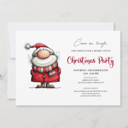 Watercolor Whimsical Santa Claus Festive Invite Einladung (Vorderseite)