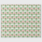 Watercolor Whimsical Striped Christmas Trees Geschenkpapier (Flach)
