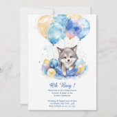 Watercolor Whimsical Wolf Cubs Kinderdusche Einladung (Vorderseite)