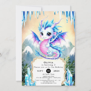 Watercolor Whimsy Dragon Birthday Einladung