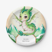 Watercolor Whimsy Dragon Birthday Pappteller (Vorderseite)