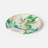 Watercolor Whimsy Dragon Birthday Pappteller (Schrägansicht)