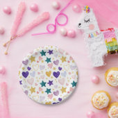 Watercolor Whimsy Hearts & Stars Pappteller (Party)