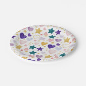 Watercolor Whimsy Hearts & Stars Pappteller (Schrägansicht)