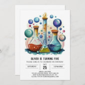 Watercolor Whimsy Labrador Scientist zum Geburtsta Einladung (Vorne/Hinten)