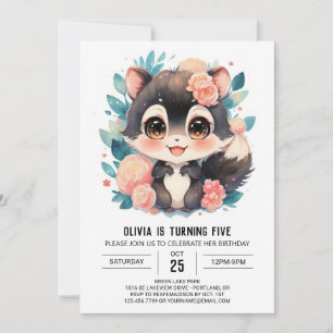 Watercolor Whimsy Skunk Geburtstag Einladung