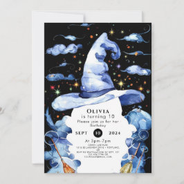 Watercolor Whimsy Wand Wizard Geburtstag Einladung