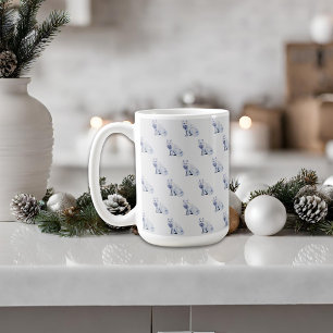 Watercolor White Arctic Fox Weihnachtsmuster Kaffeetasse