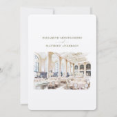 Watercolor White Ballroom Wedding Einladung (Rückseite)