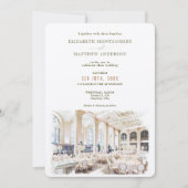 Watercolor White Ballroom Wedding Einladung (Vorderseite)