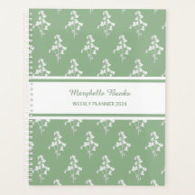 Watercolor White Bellflower Pattern Weekly Planner
