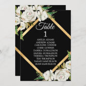 Watercolor White Black Gold Floral Wedding Einladung (Vorne/Hinten)