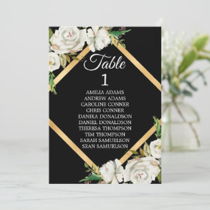 Watercolor White Black Gold Floral Wedding Einladung