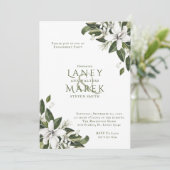 Watercolor White Blossoms Engagement Party Einladung (Stehend Vorderseite)