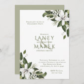 Watercolor White Blossoms Engagement Party Einladung (Vorne/Hinten)