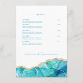 Watercolor White Blue Agate Restaurant Dellago Menükarte (Rückseite)