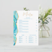 Watercolor White Blue Agate Restaurant Dellago Menükarte (Stehend Vorderseite)