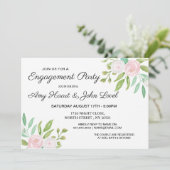 Watercolor White Blume Engagement Party Einladung (Stehend Vorderseite)