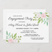 Watercolor White Blume Engagement Party Einladung (Vorne/Hinten)