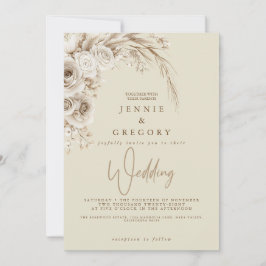 Watercolor White Boho Wedding Floral Einladung