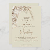 Watercolor White Boho Wedding Floral Einladung (Vorne/Hinten)