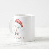 Watercolor White British Shorthair Cat Weihnachten Kaffeetasse (Vorderseite Links)