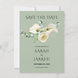 Watercolor White Calla Lilies Bouquet Save The Date