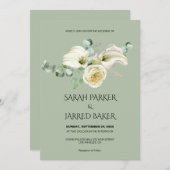 Watercolor White Calla Lilies Bouquet Wedding Einladung (Vorne/Hinten)