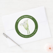 Watercolor White Calla Lily Illustration Circle Runder Aufkleber (Umschlag)