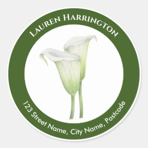 Watercolor White Calla Lily Illustration Circle Runder Aufkleber