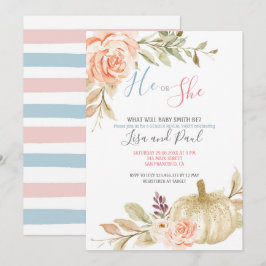 Watercolor White Fall Geschlecht offenbart Einladu Einladung