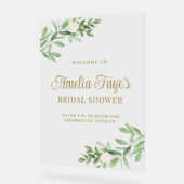 Watercolor White Floral and Greeny Bridal Shower Acrylschild (Winkel)
