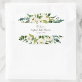 Watercolor White Floral Frame BABY DUSCHE Rechteckiger Aufkleber (Tasche)