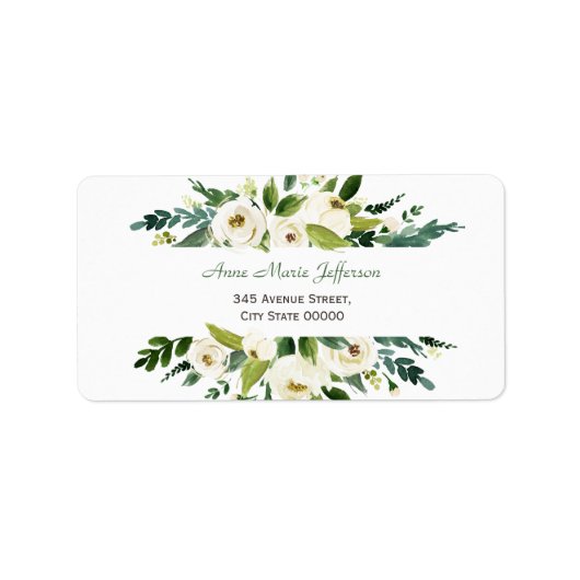 Watercolor White Floral Frame Wedding Adressaufkleber (Vorne)