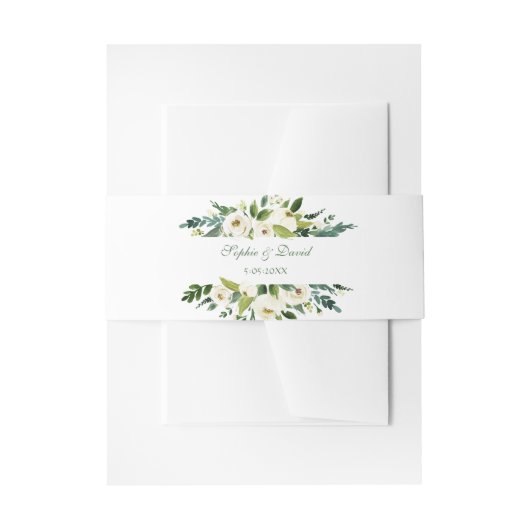 Watercolor White Floral Frame Wedding Einladungsbanderole (Vorderseite Beispiel)