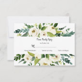 Watercolor White Floral Frame Wedding RSVP Einladung (Rückseite)