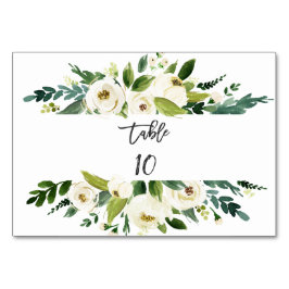 Watercolor White Floral Frame Wedding Tischnummer