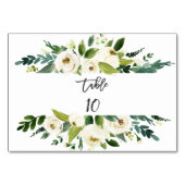 Watercolor White Floral Frame Wedding Tischnummer (Vorderseite)